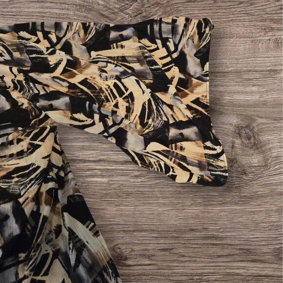 Dana Buchman Large Top 3/4 Sleeves Slit Under Arm Hi Lo Hem Keyhole Gold Bar EUC - Picture 4 of 7